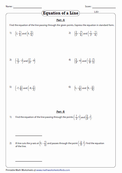 Point Slope form Worksheet Elegant Equation Of A Line Passing Through Two Points Worksheets