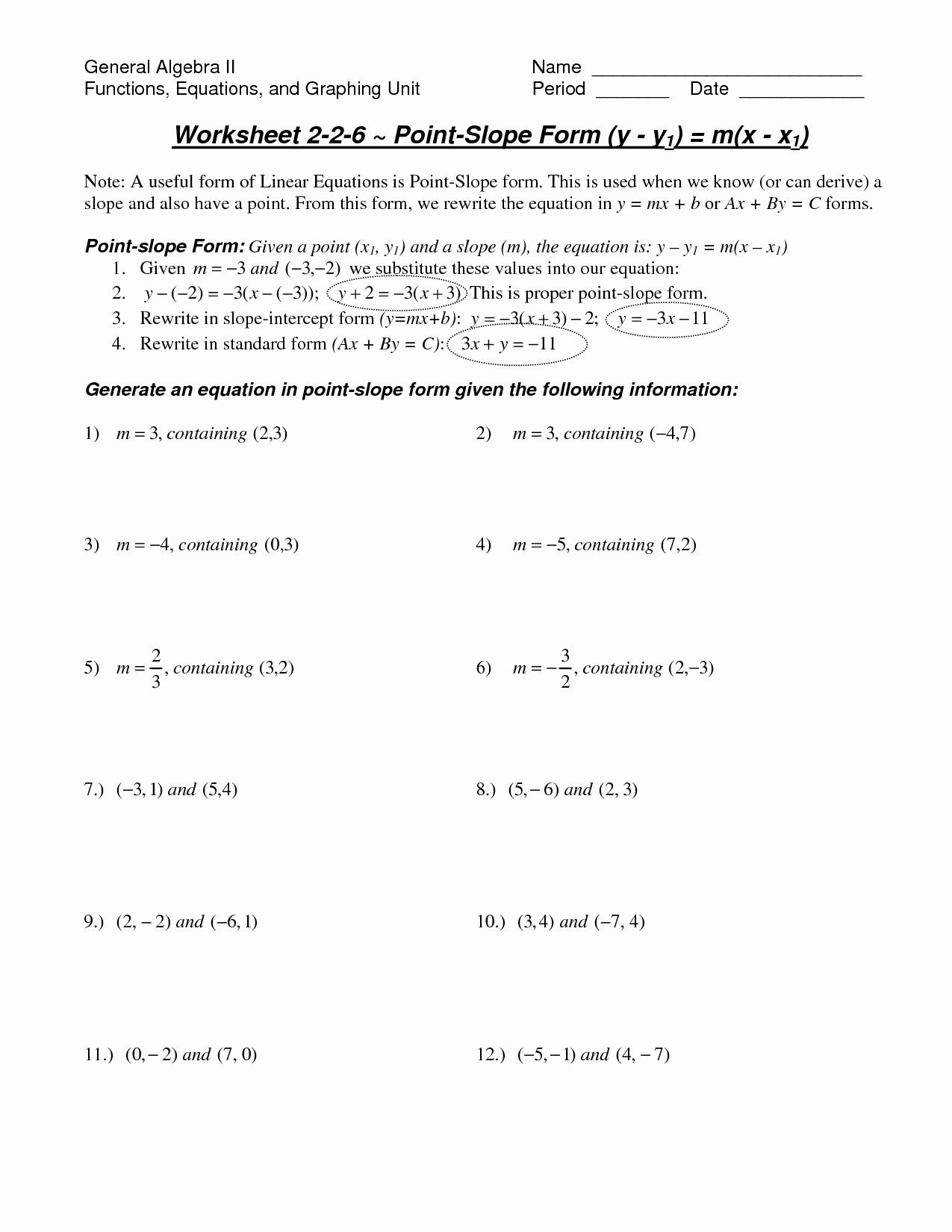 Point Slope Form Worksheet Luxury Math Worksheet Slope Chessmuseum Template Library