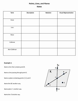 Points Lines and Planes Worksheet Lovely Geometry Worksheet Points Lines and Planes by My