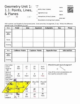 Points Lines and Planes Worksheet Luxury Geometry Unit 1 1 1 Worksheet Points Lines &amp; Planes