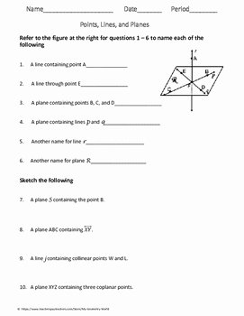 Points Lines and Planes Worksheet New Geometry Worksheet Points Lines and Planes by My