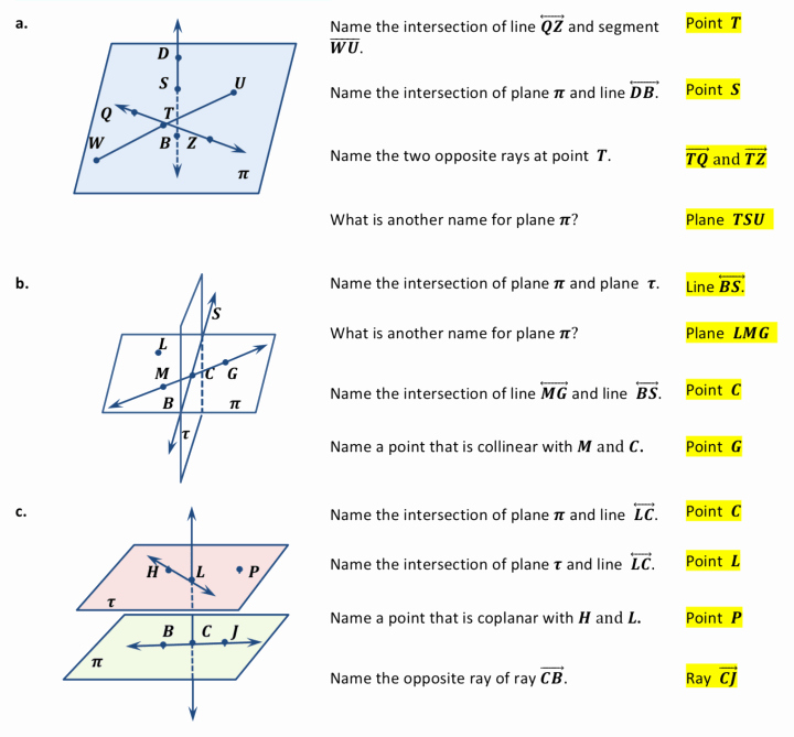 Points Lines and Planes Worksheet New Points Lines and Planes Worksheets ⋆ Geometrycoach