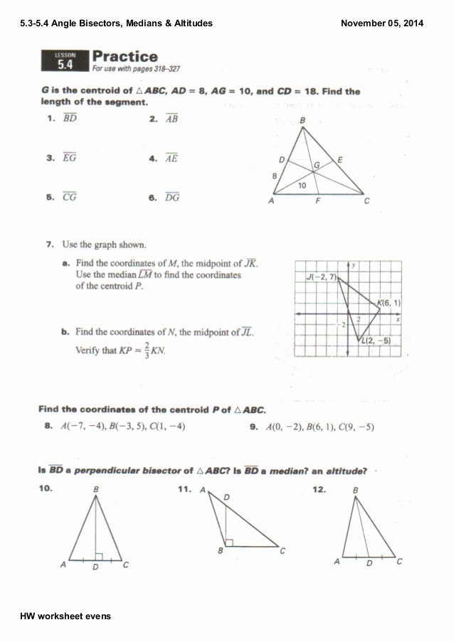 Points Of Concurrency Worksheet Pdf