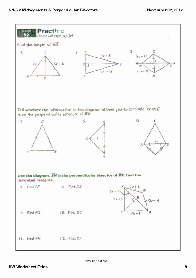 Points Of Concurrency Worksheet Answers Elegant 5 1 5 2 Notes