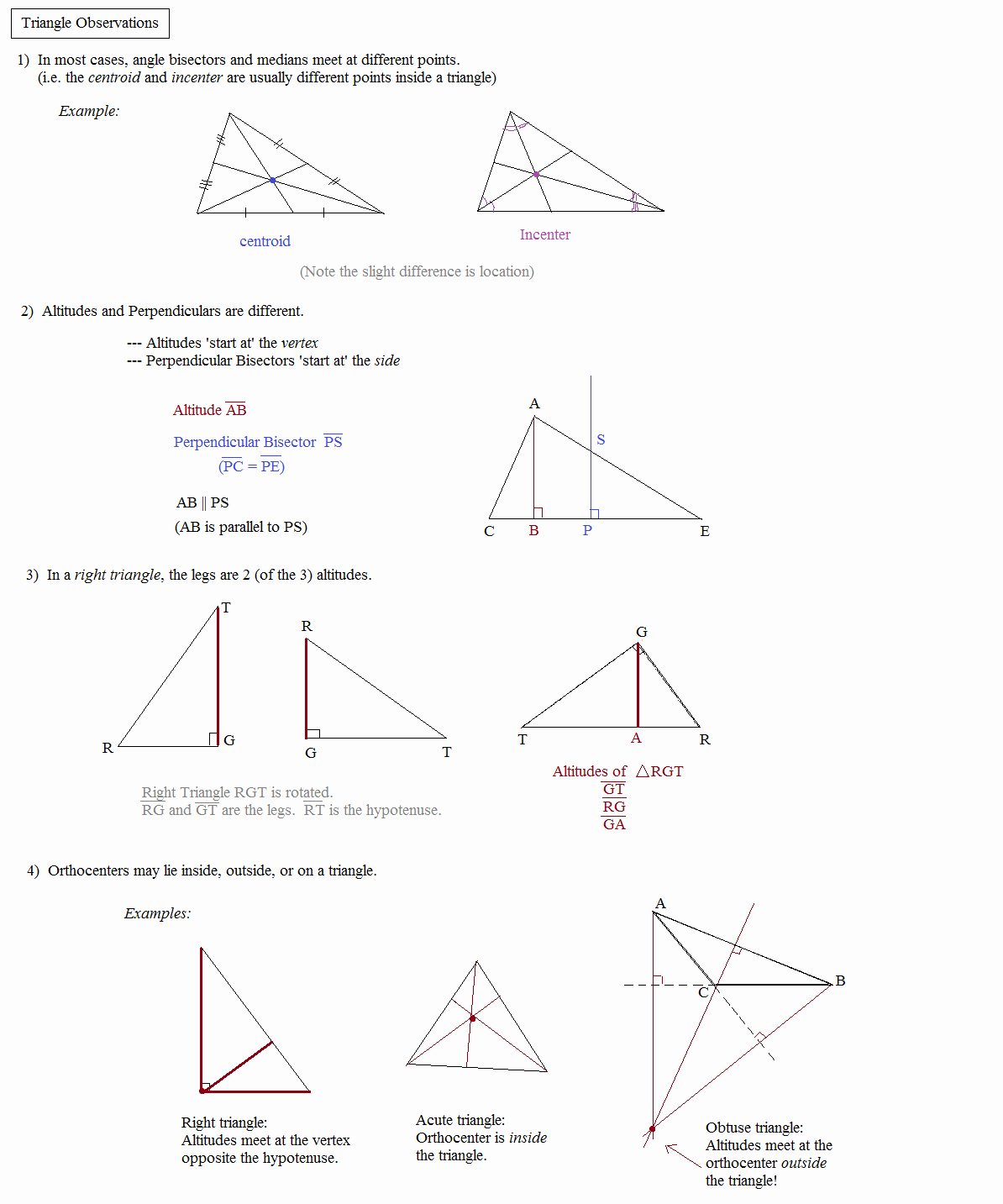 Points Of Concurrency Worksheet Fresh Math Plane Triangle Parts Median Altitude Bisectors