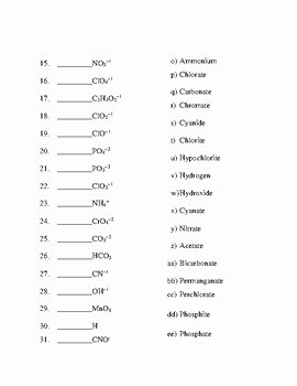 Polyatomic Ions Worksheet Answers Best Of Polyatomic Ions Quiz Test or Worksheet by Copeland