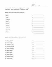 Polyatomic Ions Worksheet Answers Inspirational Ionic Pounds Polyatomic Ions 10th 12th Grade