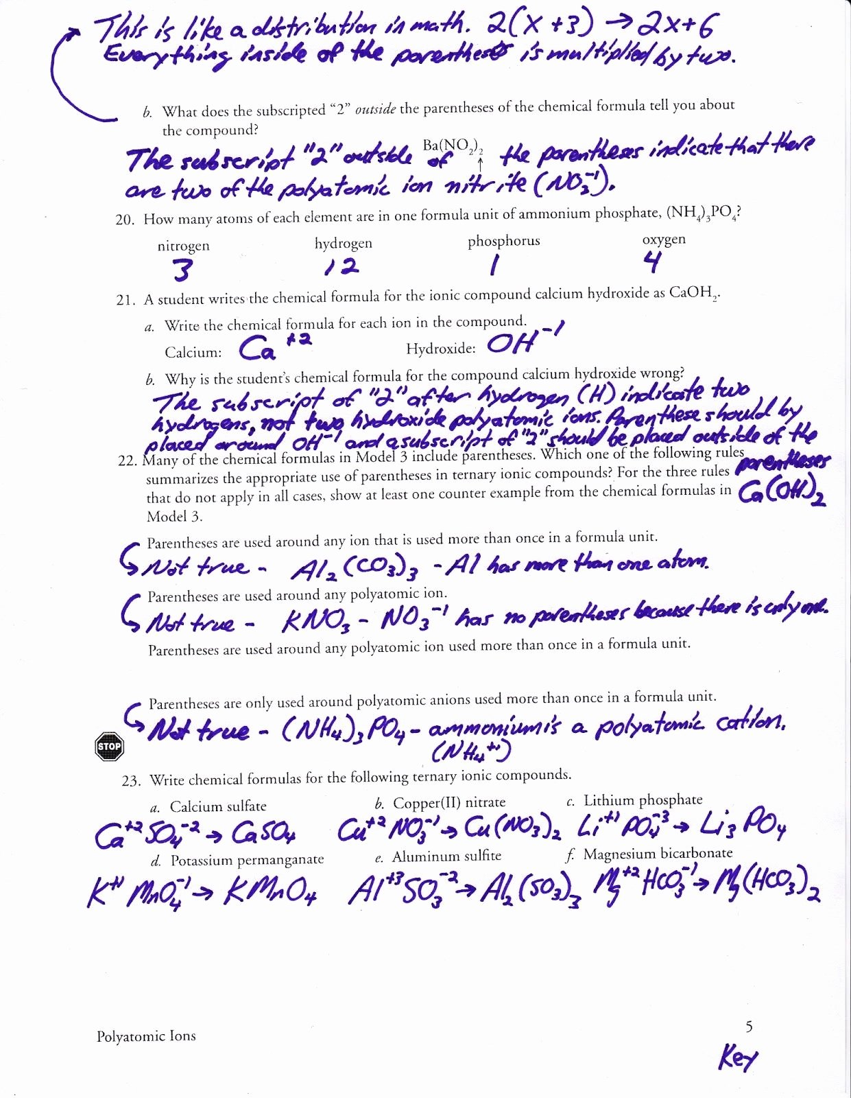 Polyatomic Ions Worksheet Answers Lovely Polyatomic Ions Worksheet Answer Key