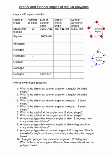 Polygon and Angles Worksheet Best Of Maths Gcse Angles Of Polygons Worksheet by Tristanjones
