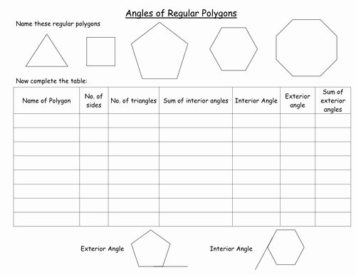 Polygon and Angles Worksheet Fresh Interior and Exterior Angles Of Polygons by Clairelogan100