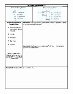 Polynomial Long Division Worksheet Best Of Dividing Polynomials with Long Division Worksheets
