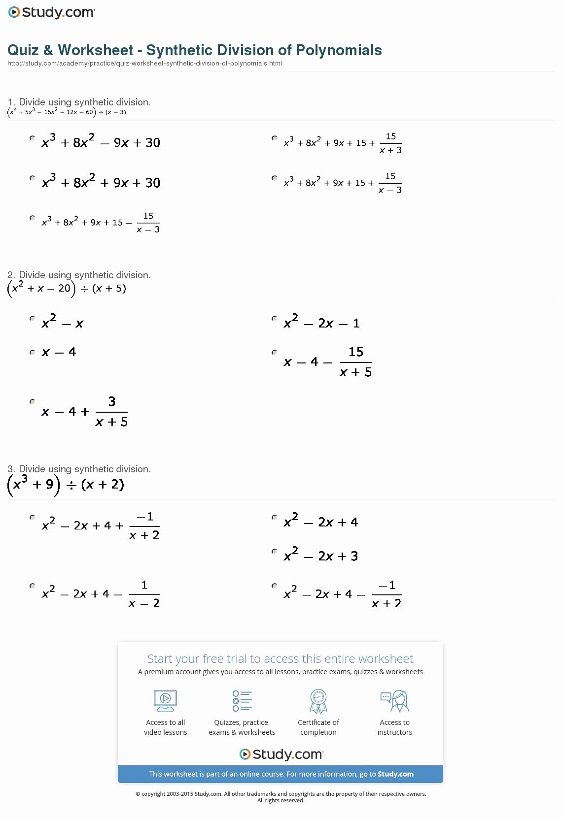 Polynomial Long Division Worksheet Best Of Division Polynomials Worksheet