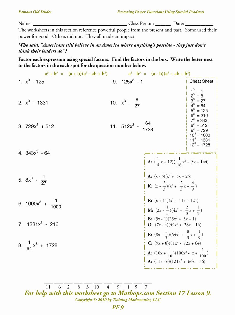 Polynomials Worksheet with Answers Inspirational Factoring Polynomial Functions Worksheet Answers