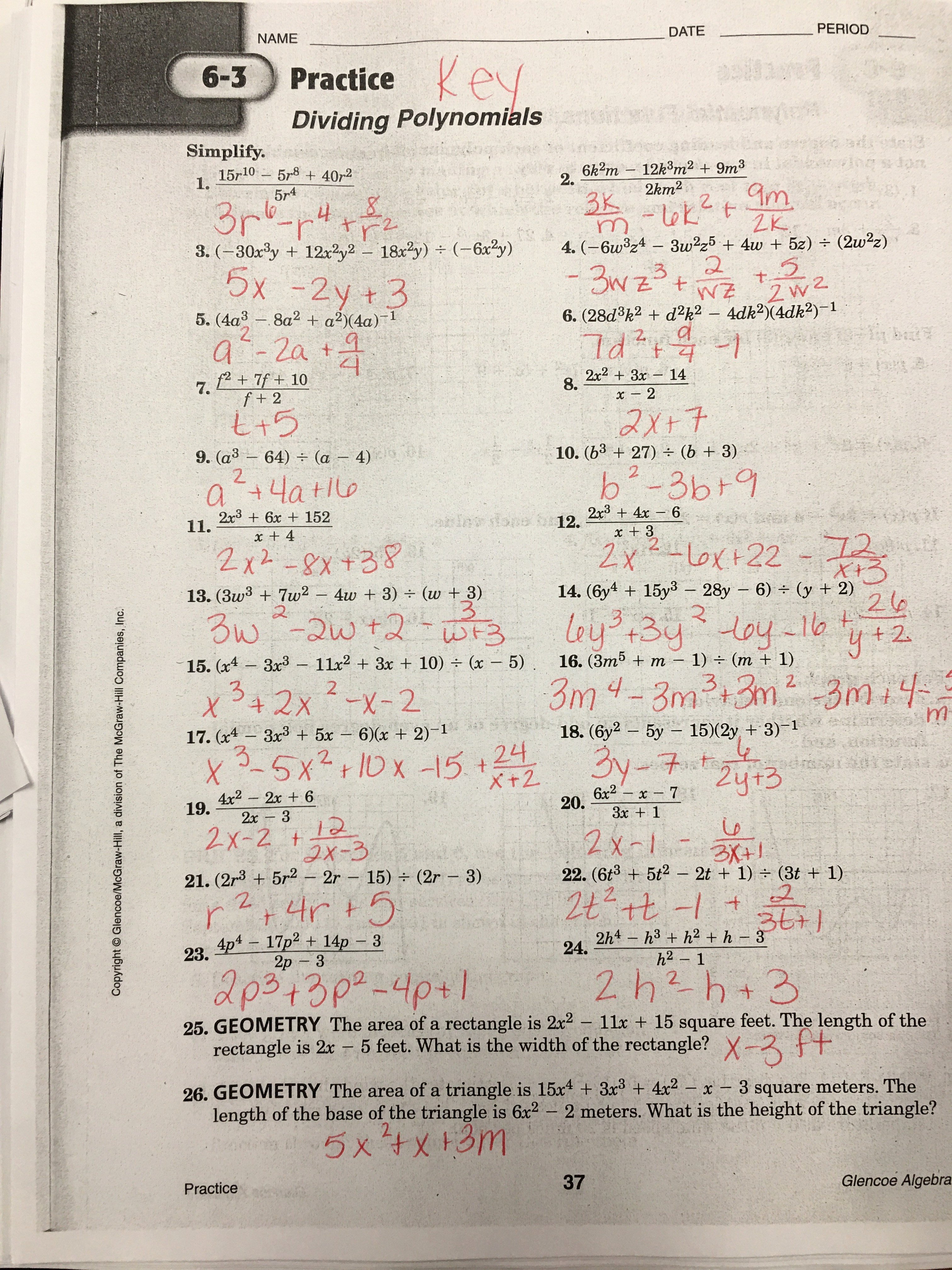 Polynomials Worksheet with Answers Lovely Elsinore High School