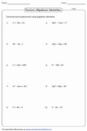 Polynomials Worksheet with Answers Unique Factoring Polynomial Worksheets