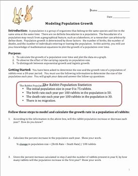 Population Ecology Graphs Worksheet Answers Beautiful Ecology Activity Modeling Population Growth