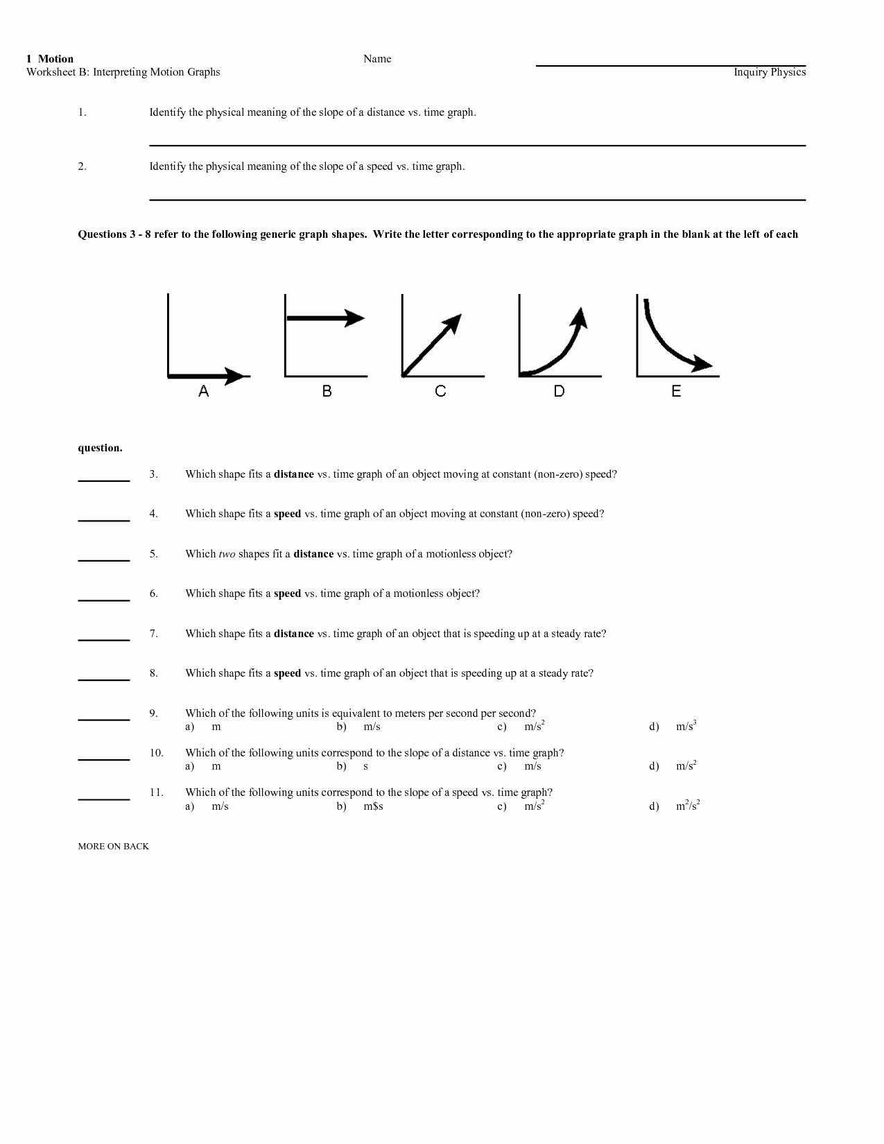 Position Time Graph Worksheet Awesome Position Time Graph Worksheet