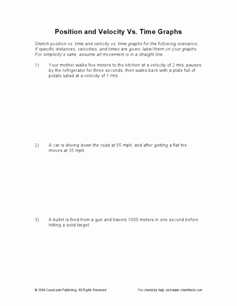 Position Time Graph Worksheet Lovely Position and Velocity Vs Time Graphs Worksheet for 8th