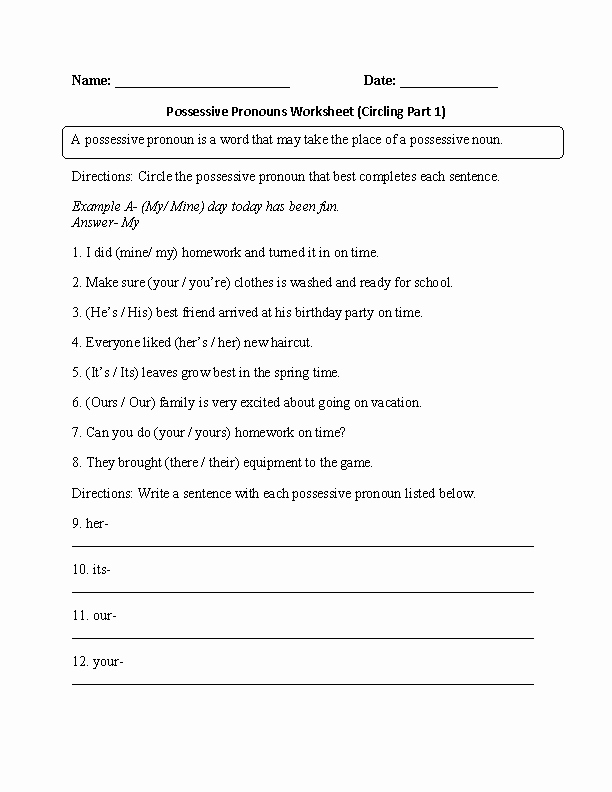 Possessive Adjective Spanish Worksheet Beautiful 16 Best Of Worksheets Adjectives and Pronouns