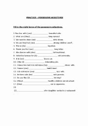 Possessive Adjectives Spanish Worksheet Beautiful English Teaching Worksheets Possessive Adjectives