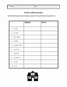 Possessive Adjectives Spanish Worksheet Best Of Spanish Possessive Adjectives Worksheets 2