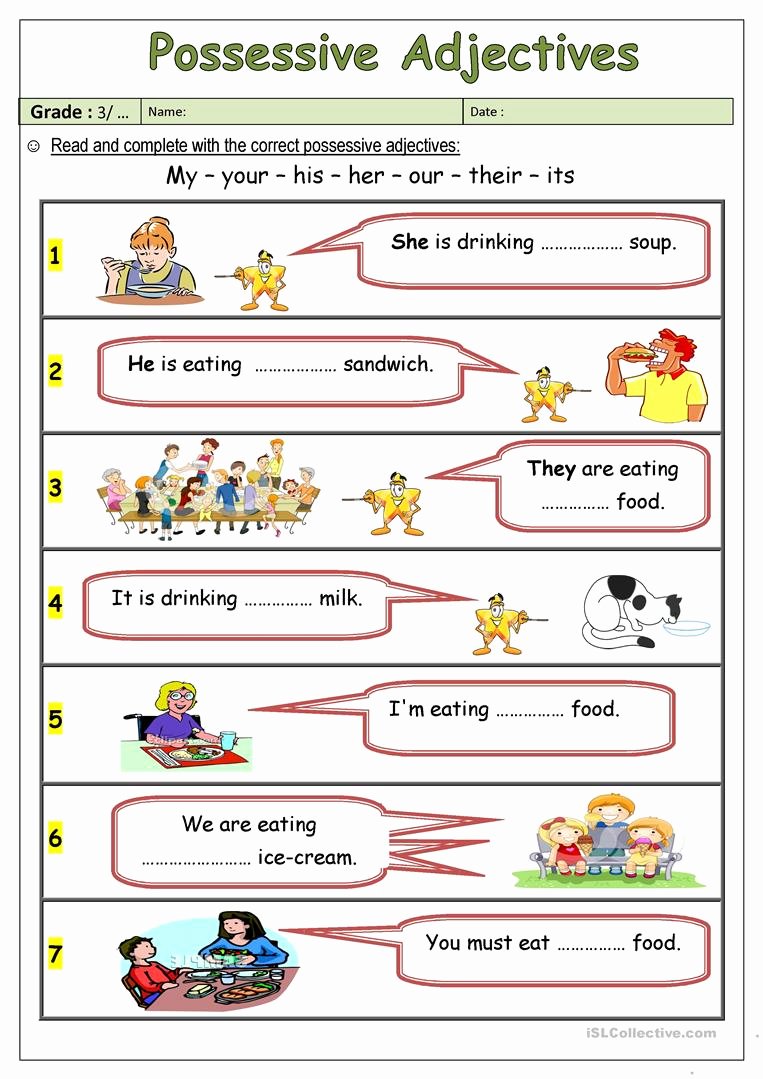 Possessive Adjective Spanish Worksheet