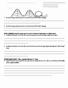 Potential and Kinetic Energy Worksheet Beautiful Potential Kinetic Energy Transformation Roller Coaster
