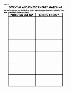 Potential and Kinetic Energy Worksheet Elegant Potential and Kinetic Energy Matching Cut and Paste sort
