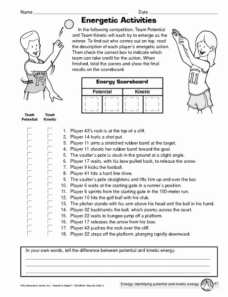 Potential and Kinetic Energy Worksheet Luxury 49 Best Images About Energy On Pinterest