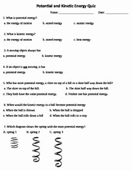 Potential and Kinetic Energy Worksheet Luxury Potential and Kinetic Energy Quiz Test by Weird Science