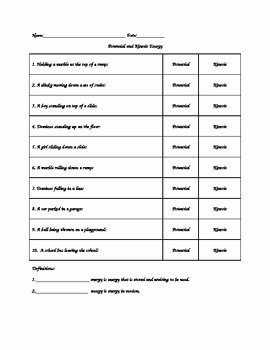 Potential and Kinetic Energy Worksheet Unique Potential and Kinetic Energy Test by Jamie Pitcock