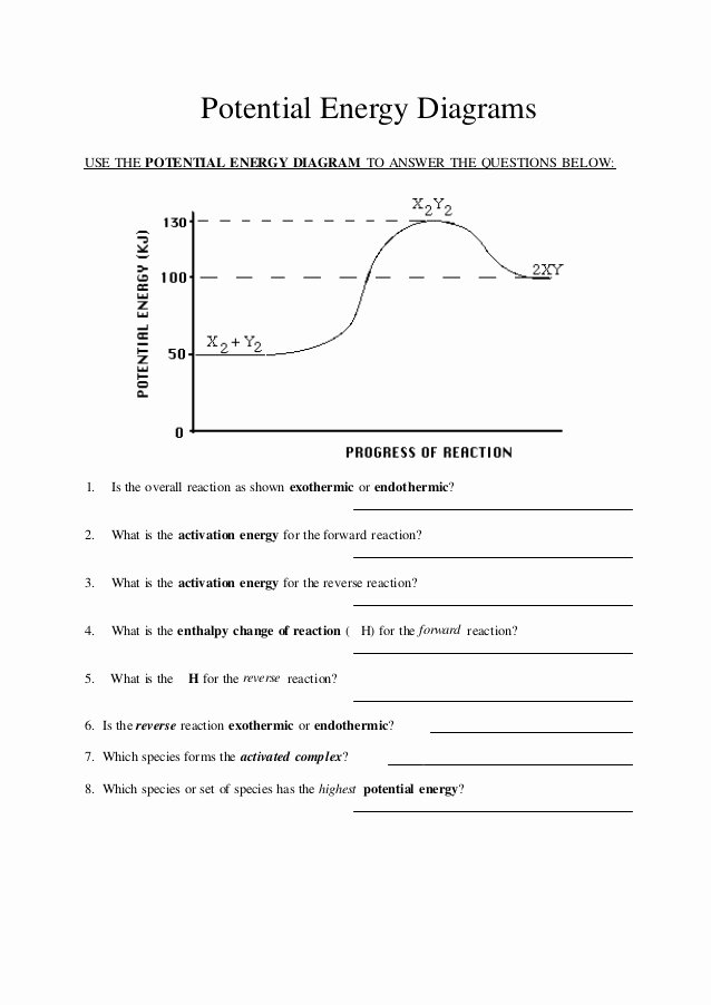 Potential and Kinetic Energy Worksheet Unique Potential Energy Diagram Worksheet 2
