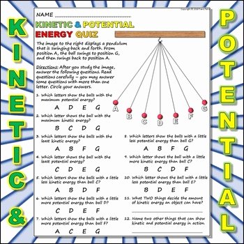 Potential Vs Kinetic Energy Worksheet Fresh Worksheet Kinetic Vs Potential Energy 3 by Travis Terry