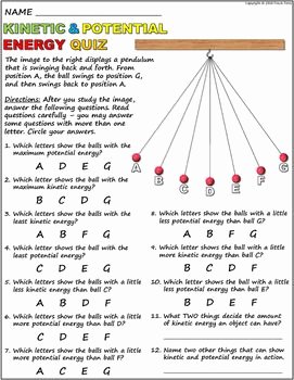 Potential Vs Kinetic Energy Worksheet Inspirational This is A Short Quiz Worksheet to Check for Student S