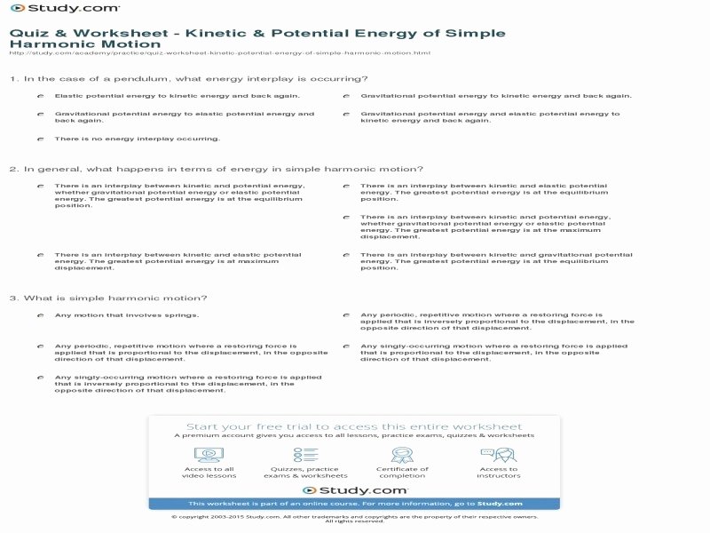 Potential Vs Kinetic Energy Worksheet New Potential Vs Kinetic Energy Worksheet Free Printable