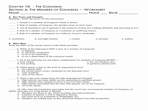 Powers Of Congress Worksheet Unique Chapter 10 the Congress Section 4 the Members Of