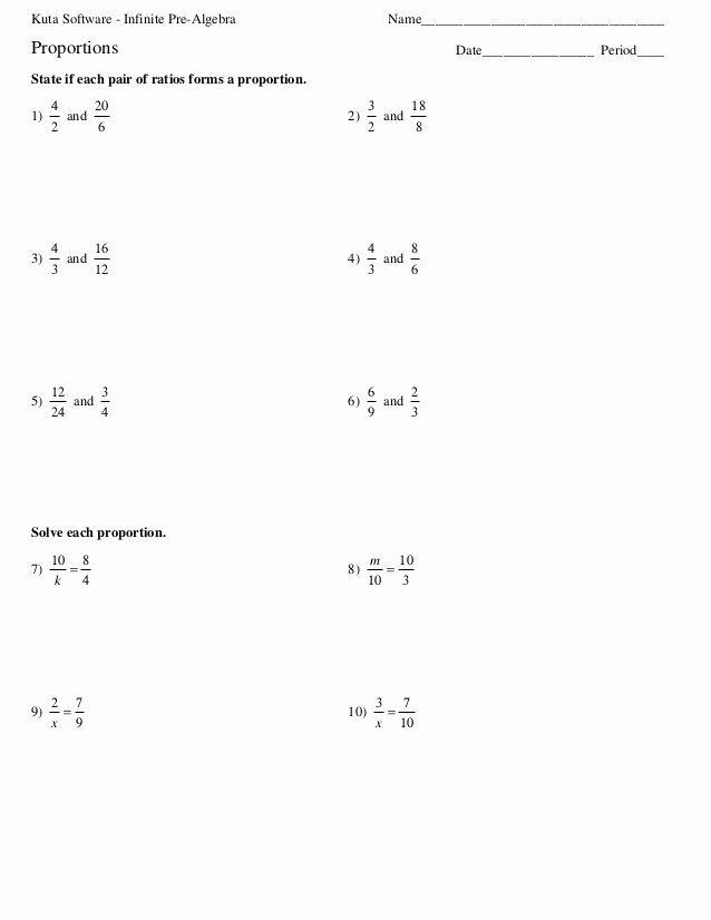 Pre Algebra Review Worksheet Inspirational Proportion Hw