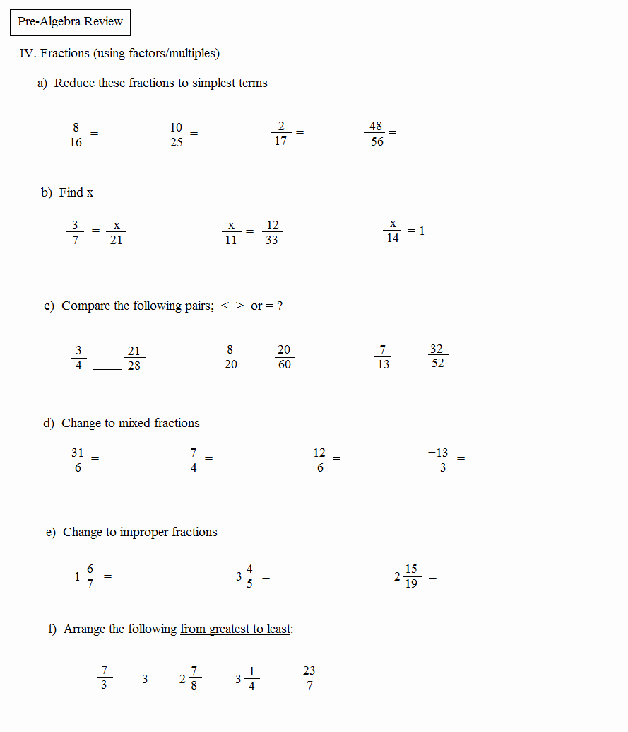 Pre Algebra Review Worksheet Luxury Math Plane Pre Algebra Review 1