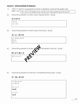 Pre Algebra Review Worksheet Unique Quadratics Unit Test and Review Sheet Pre Algebra