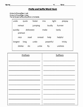 Prefixes and Suffixes Worksheet Fresh Prefix and Suffix Word Hunt Esl Grammar