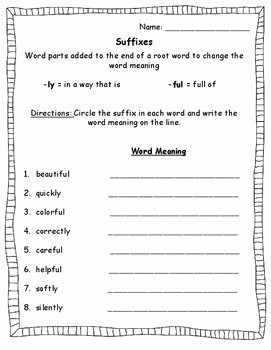 Prefixes and Suffixes Worksheet Fresh Suffixes Worksheet Ly and Ful by Nikki Colletti