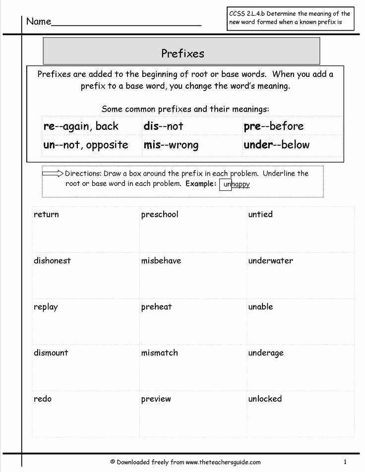 Prefixes and Suffixes Worksheet Inspirational Prefix and Suffix Worksheets