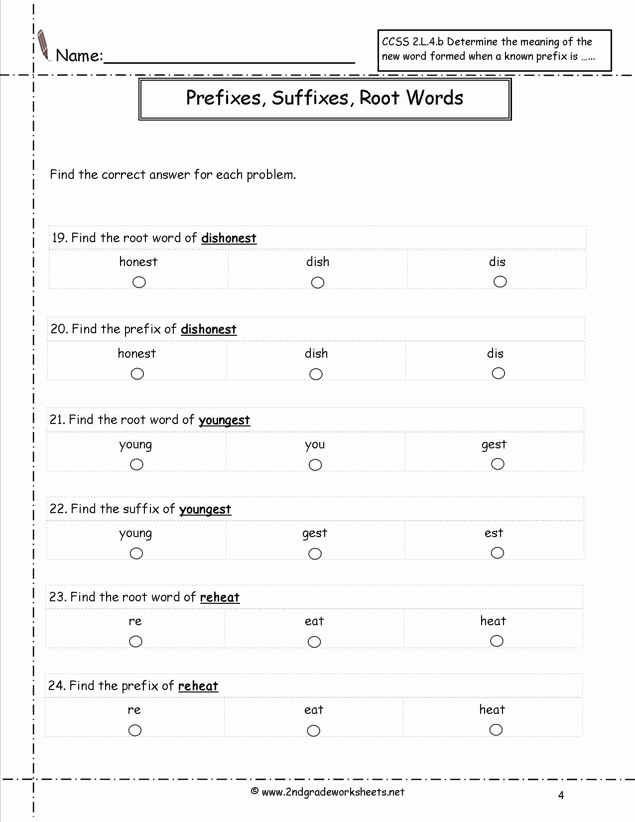 Prefixes and Suffixes Worksheet Lovely Second Grade Prefixes Worksheets
