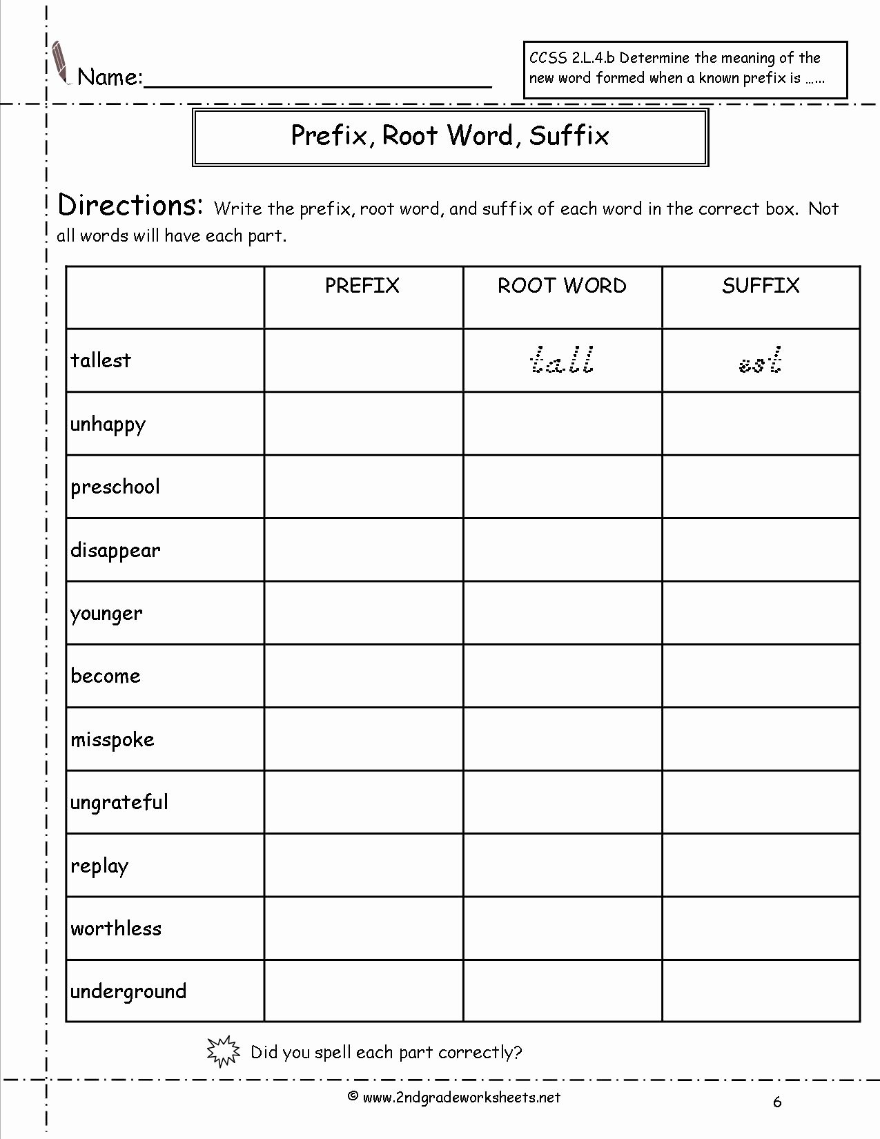 Prefixes and Suffixes Worksheet Luxury Second Grade Prefixes Worksheets