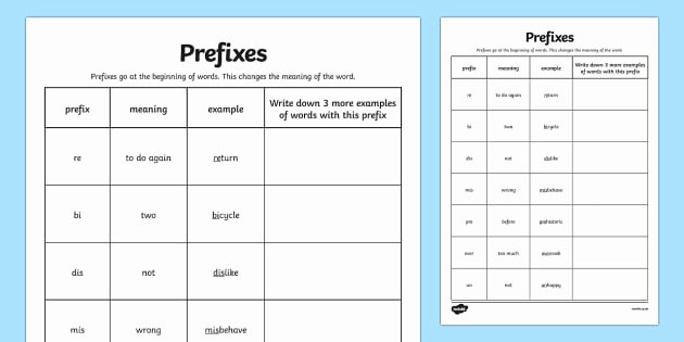 Prefixes and Suffixes Worksheet New Prefixes Worksheet Prefixes Prefixes and Suffixes Prefix