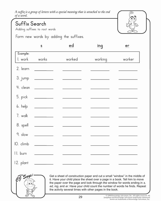 Prefixes and Suffixes Worksheet New Suffix Search English Worksheets for 2nd Grade