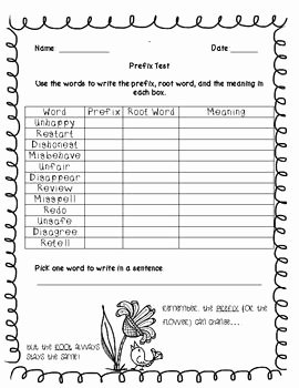 Prefixes Worksheet 2nd Grade Awesome Prefix and Suffix assessment Freebie