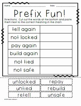 Prefixes Worksheet 2nd Grade Beautiful Prefix Cut and Paste by Gwen Jellerson