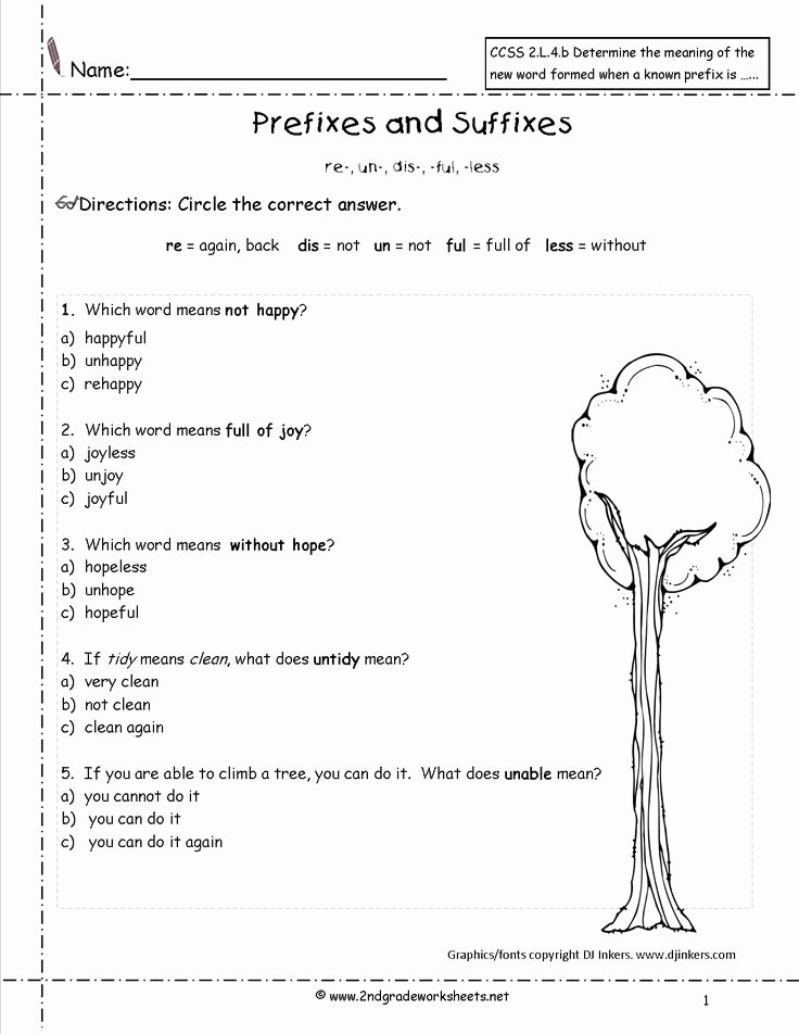 Prefixes Worksheet 2nd Grade Beautiful Prefixes Suffixes Worksheet Education