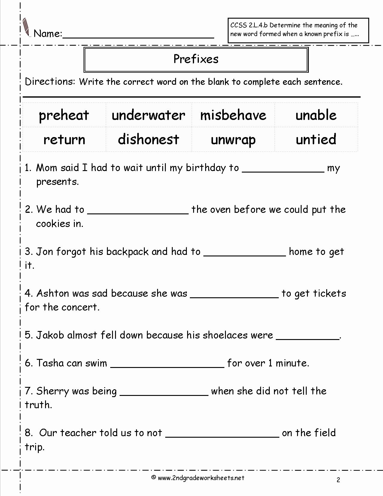 Prefixes Worksheet 2nd Grade Elegant Second Grade Prefixes Worksheets